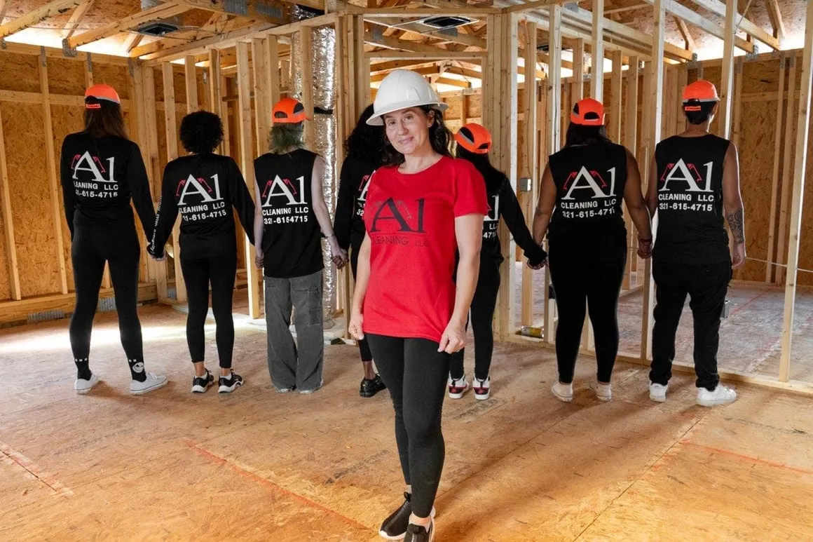 The A1 Cleaning LLC owner and crew at a construction framing site in DeLand, FL